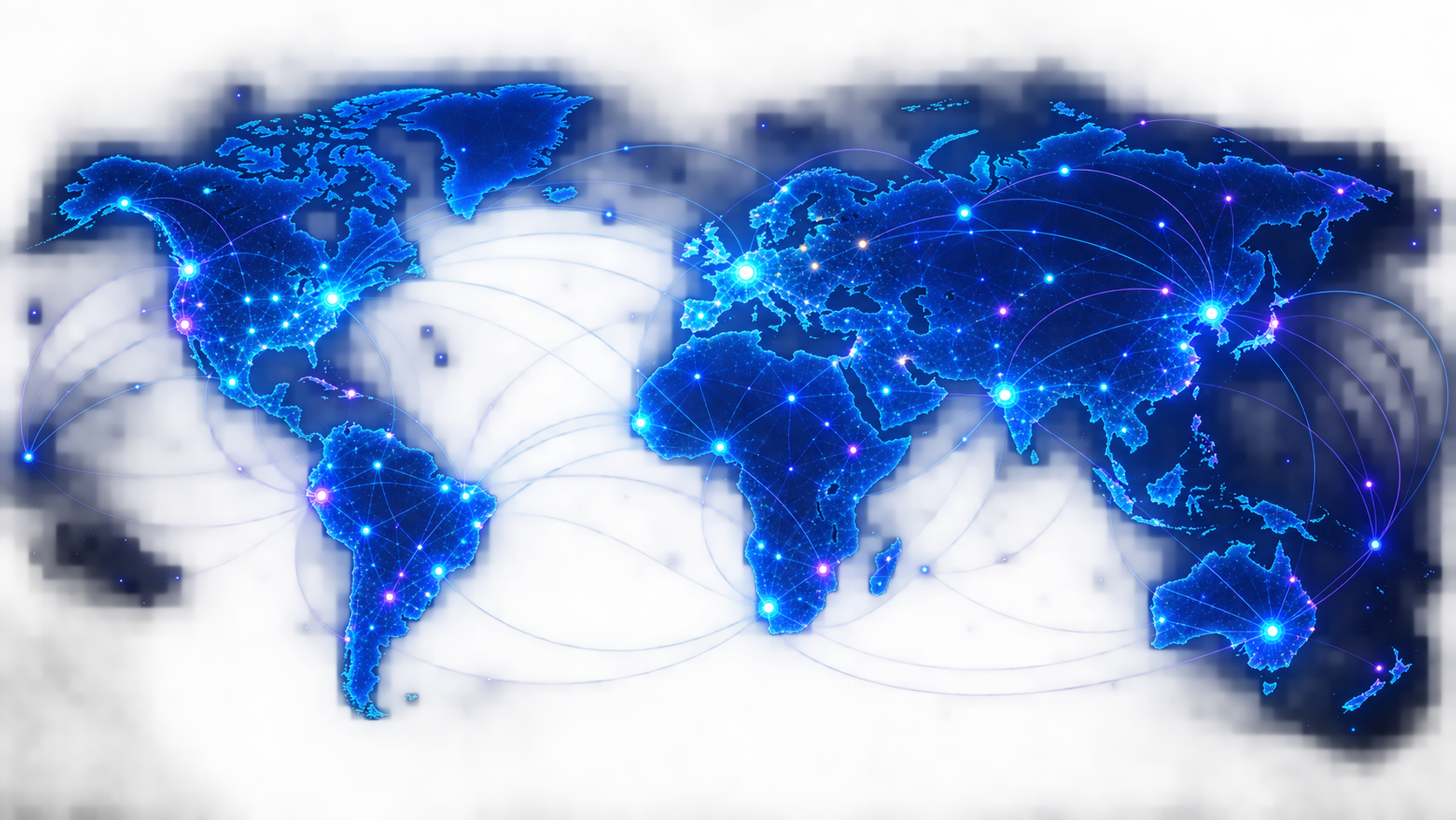 Connected technology network across world regions